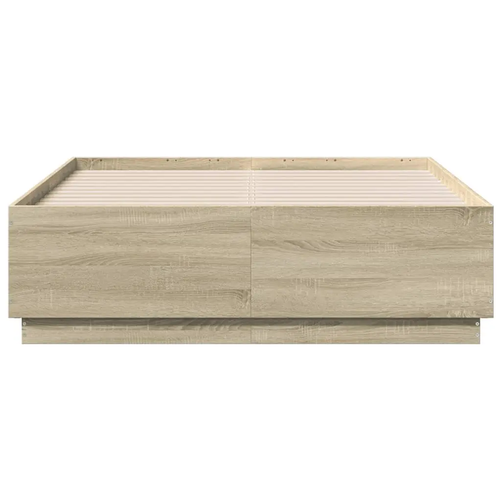 Bed Frame Brown 135x190 cm Engineered Wood Modern Slatted Base