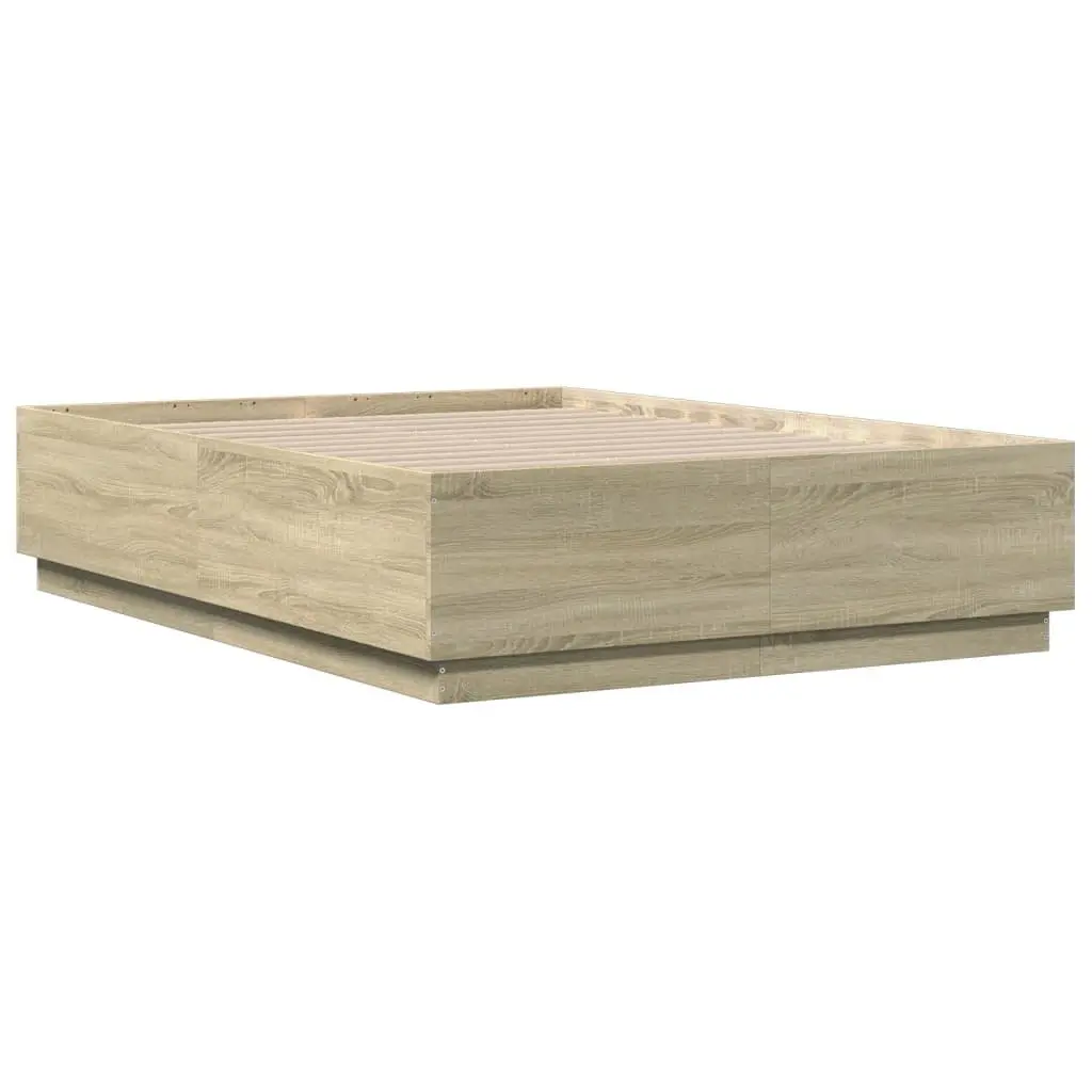 Bed Frame Brown 135x190 cm Engineered Wood Modern Slatted Base