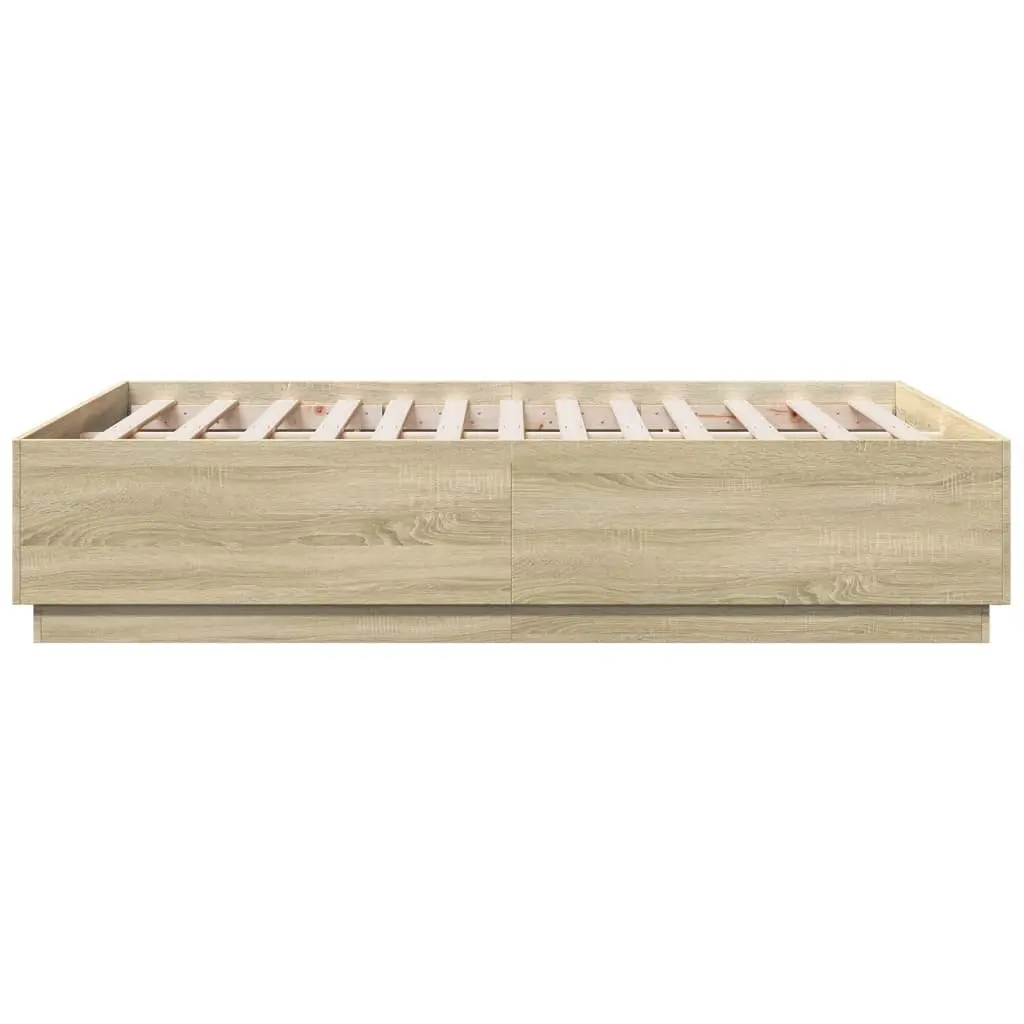 Bed Frame Brown 135x190 cm Engineered Wood Modern Slatted Base