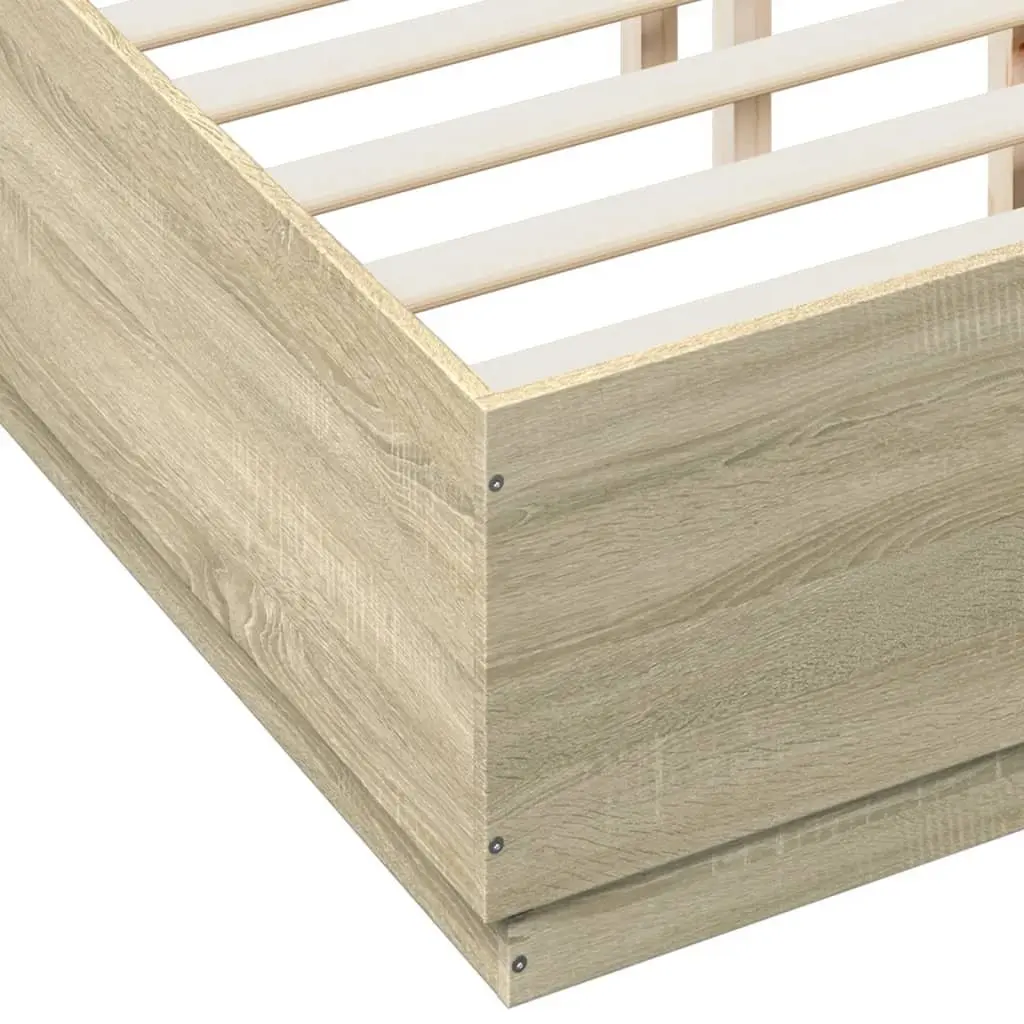 Bed Frame Brown 135x190 cm Engineered Wood Modern Slatted Base