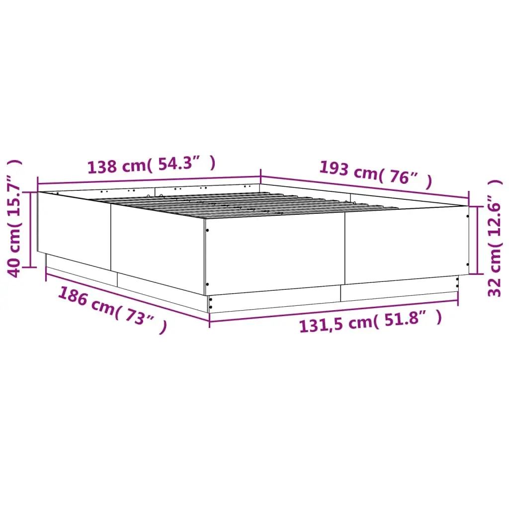 Bed Frame Brown 135x190 cm Engineered Wood Modern Slatted Base