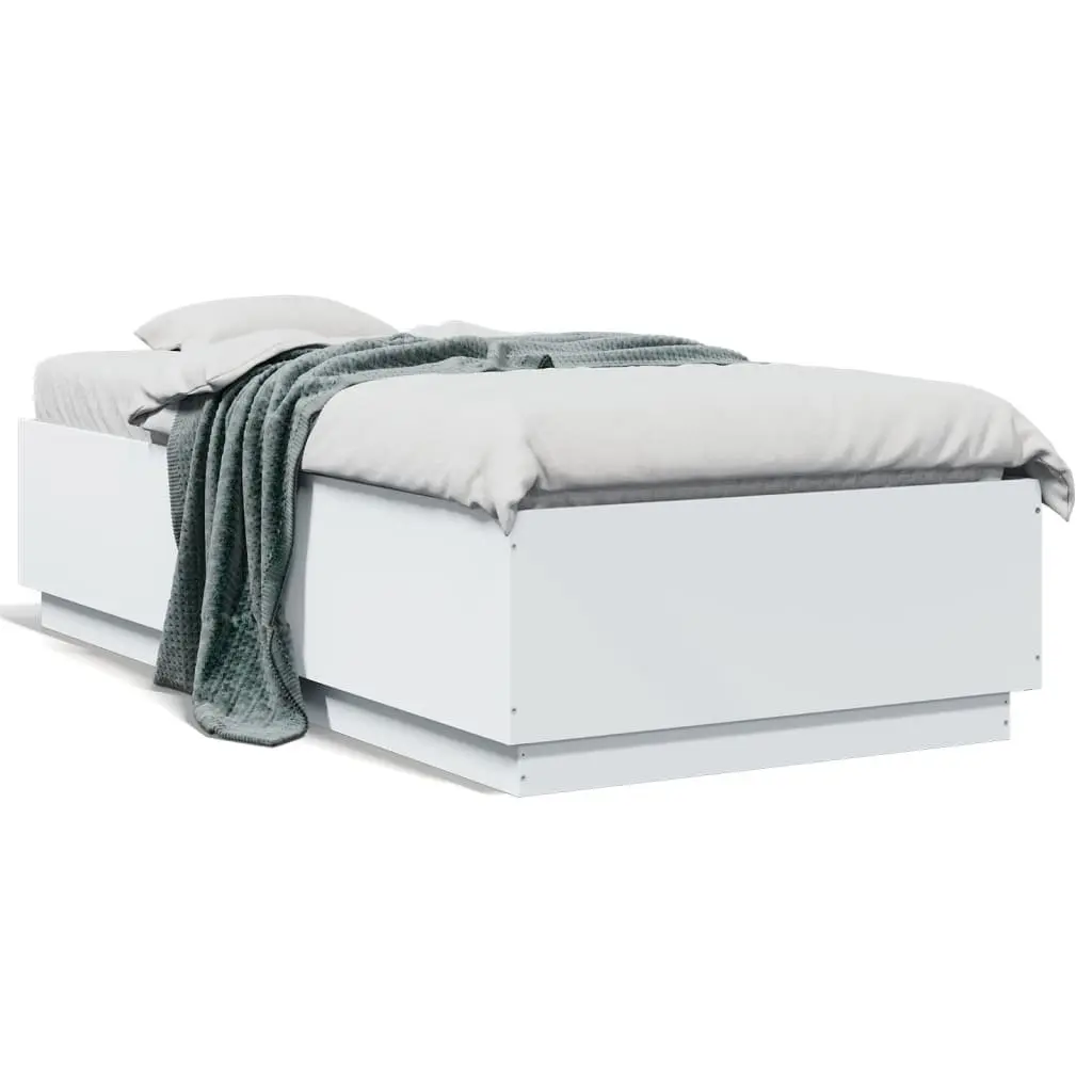 White Bed Frame 90x190 cm with Slatted Base