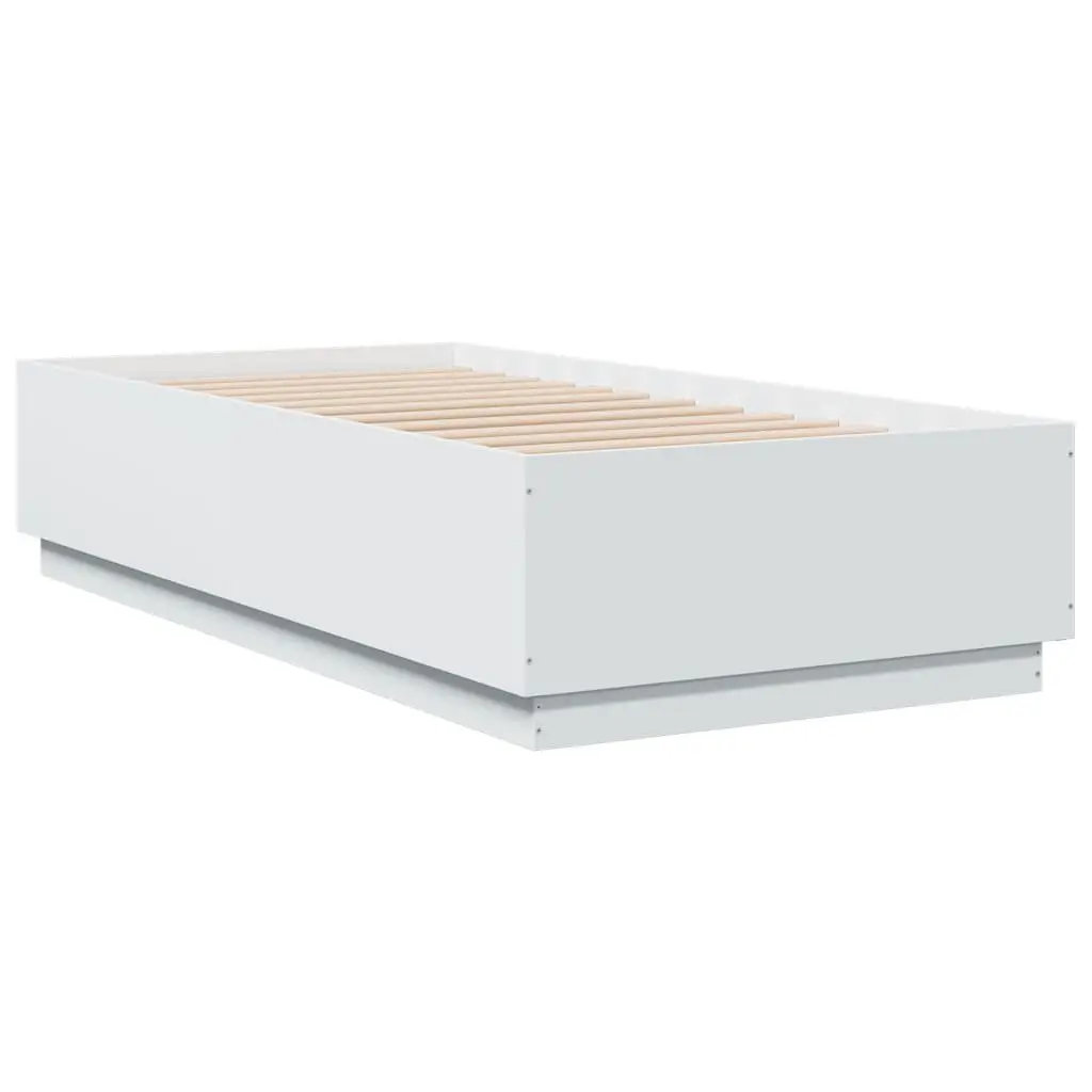 White Bed Frame 90x190 cm with Slatted Base