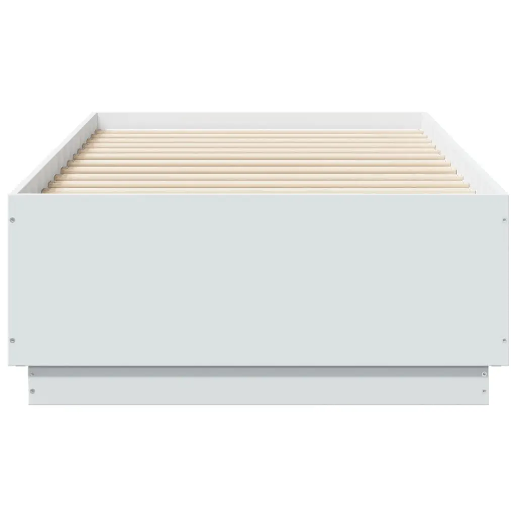 White Bed Frame 90x190 cm with Slatted Base