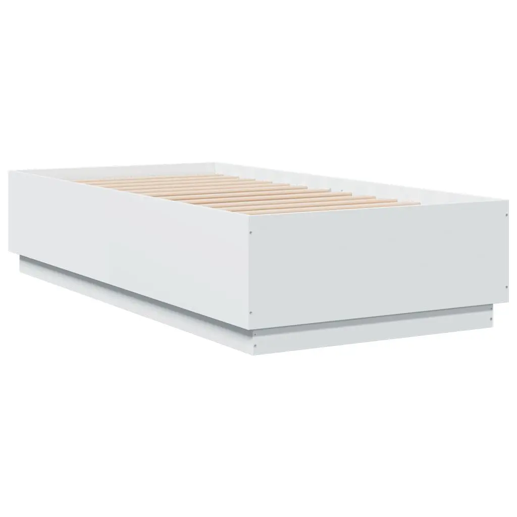 White Bed Frame 90x190 cm with Slatted Base