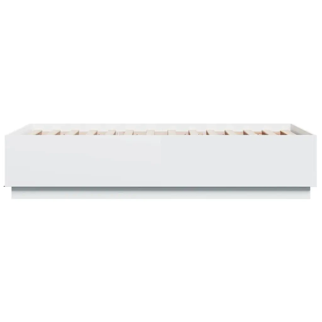 White Bed Frame 90x190 cm with Slatted Base