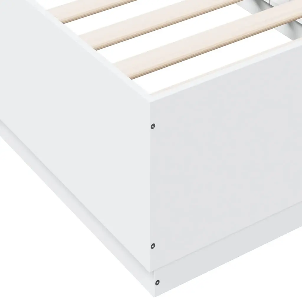 White Bed Frame 90x190 cm with Slatted Base