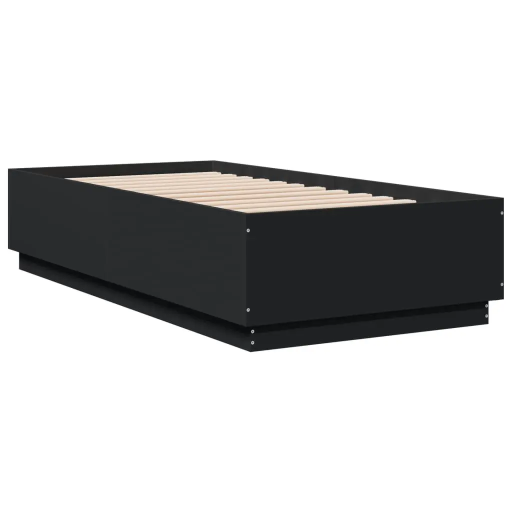 Bed Frame Black 90x190 cm Modern Slatted Base Engineered Wood