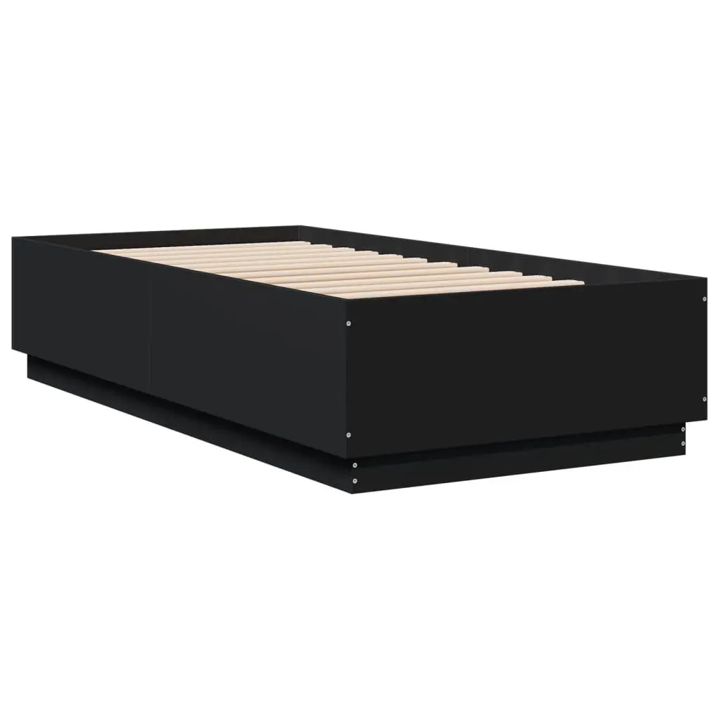 Bed Frame Black 90x190 cm Modern Slatted Base Engineered Wood