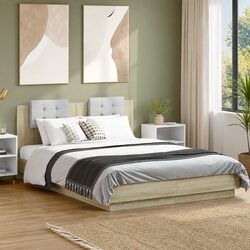 Brown Bed Frame with Foam-Headed Comfort