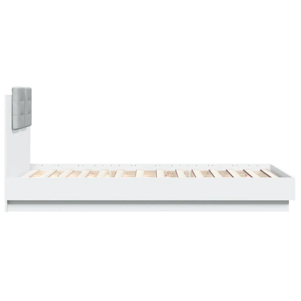 Bed Frame White 90x190 cm with Headboard Engineered Wood Slatted Base