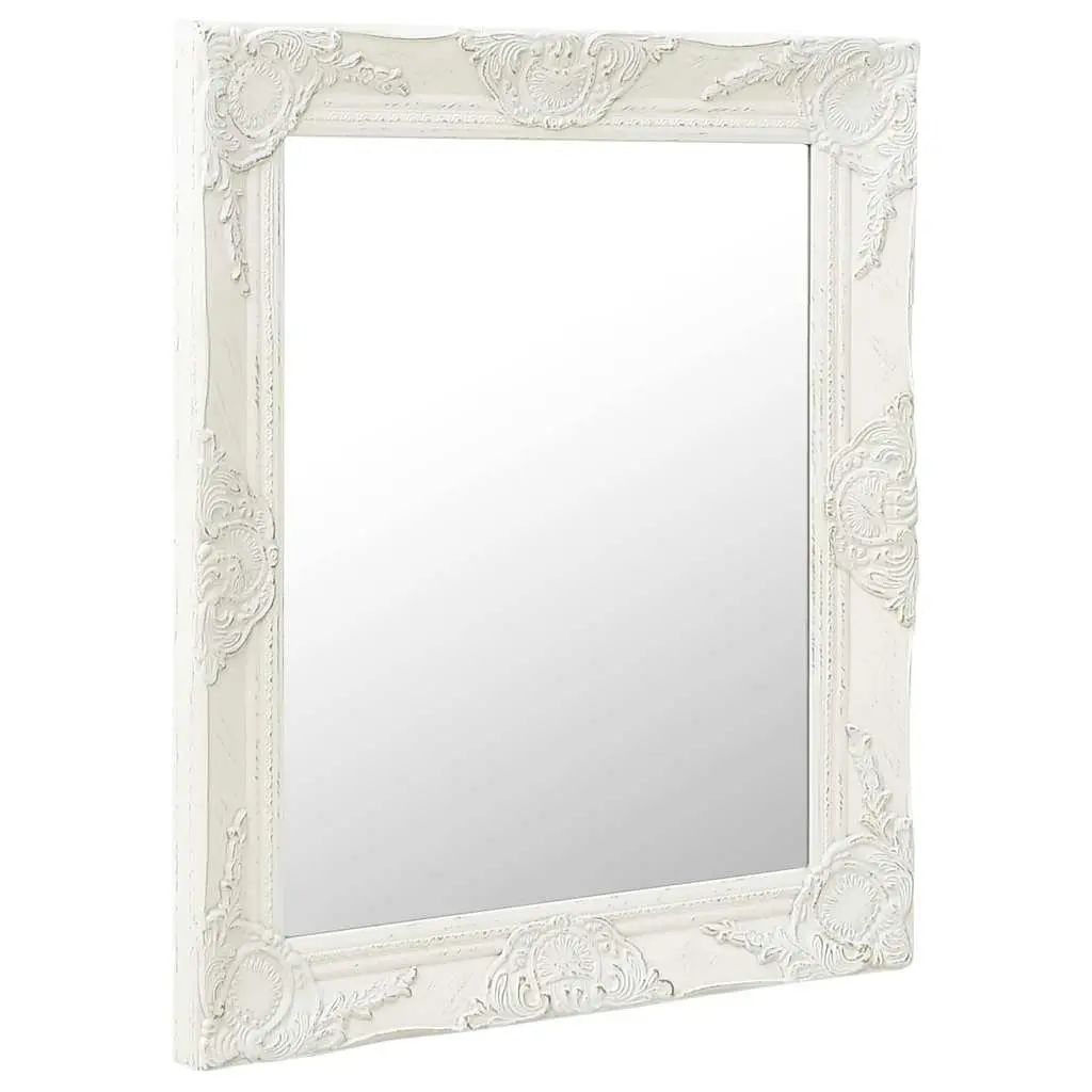 Wall Mirror Baroque Style 50x60 cm White Ornate Frame Decor