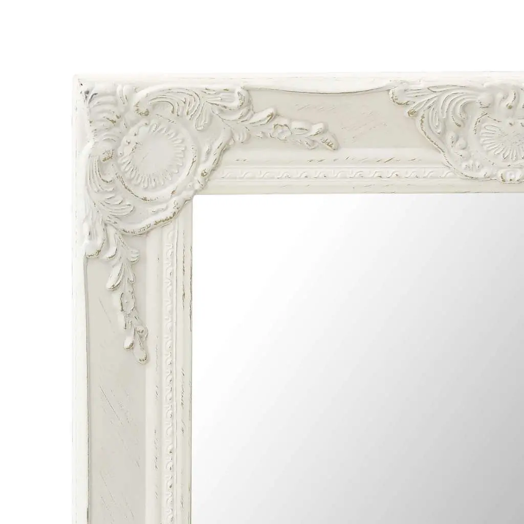Wall Mirror Baroque Style 50x60 cm White Ornate Frame Decor