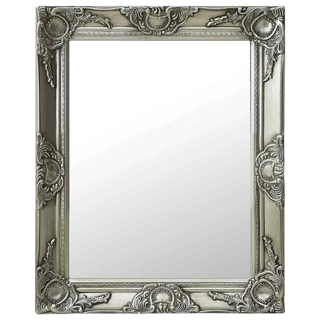 Wall Mirror Silver 50x60 cm Ornate Baroque Style Frame