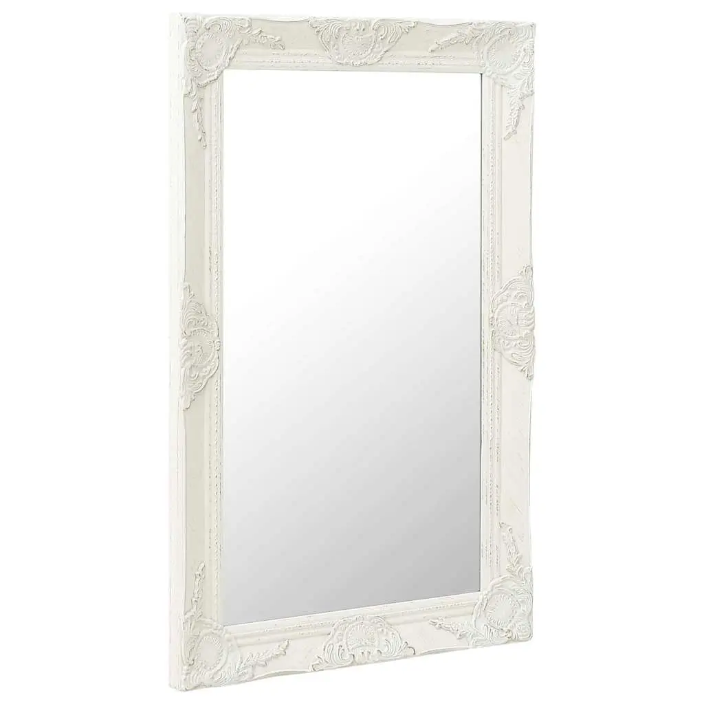 Wall Mirror White 50 x 80 cm Ornate Baroque Style Bevelled Edge Home Decor