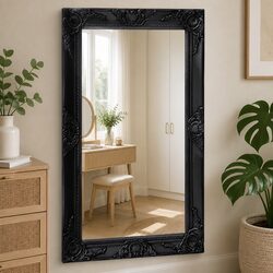 Wall Mirror Baroque Style Black Decorative Frame Home Decor Antique Look 50x80cm