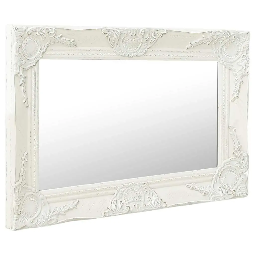 Wall Mirror White 60x40 cm Baroque Style Ornate Frame