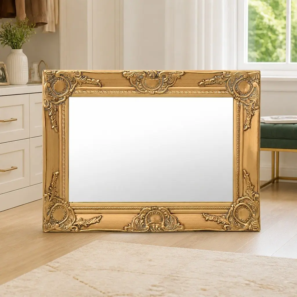 Baroque Wall Mirror Gold 60x40 cm Ornate Decorative Frame Bevelled Edge