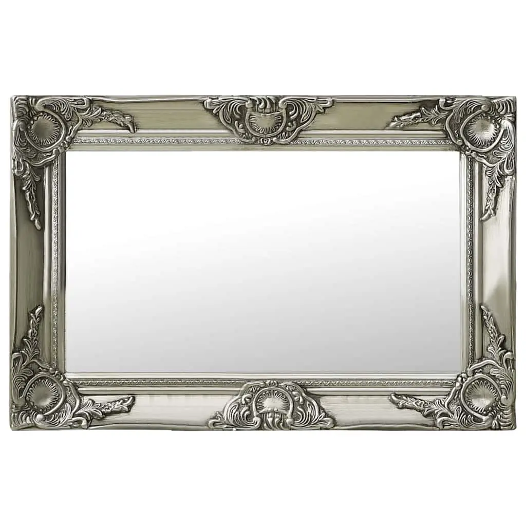Wall Mirror Silver 60x40 cm Baroque Style Ornate Frame Decor