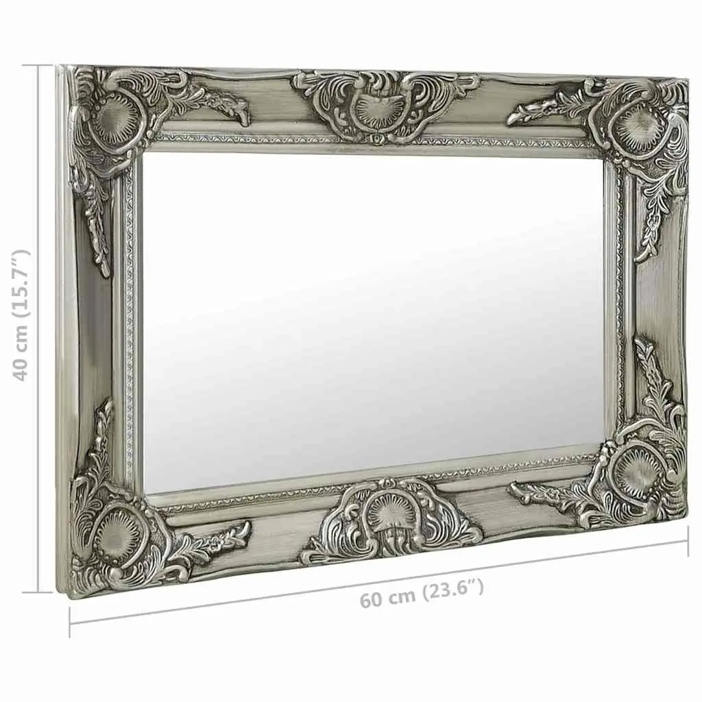 Wall Mirror Silver 60x40 cm Baroque Style Ornate Frame Decor