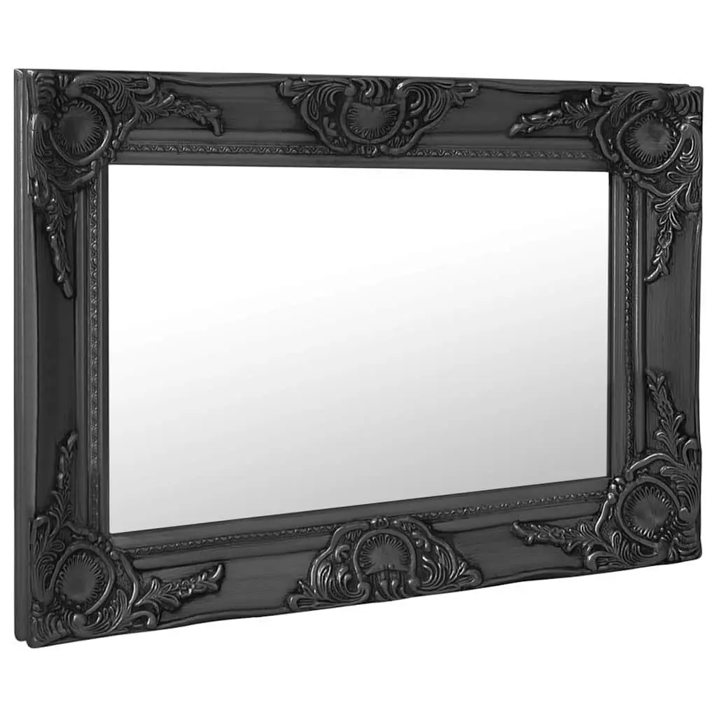 Wall Mirror Black 60x40 cm Baroque Style Ornate Frame Decor