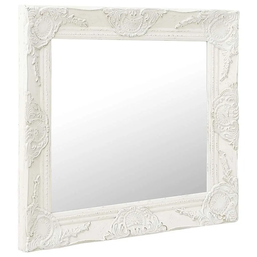 Wall Mirror White 60x60 cm Baroque Style Ornate Frame Decor