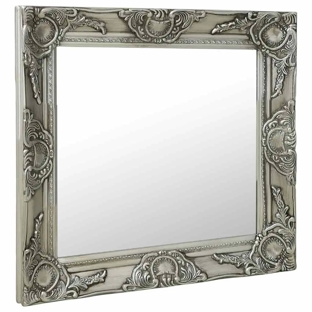 Wall Mirror Silver 60x60 cm Baroque Style Ornate Frame
