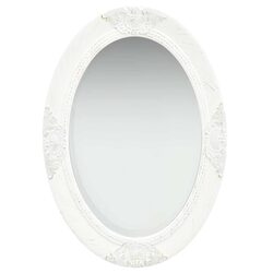 Compact White Baroque Wall Mirror 50x70 cm
