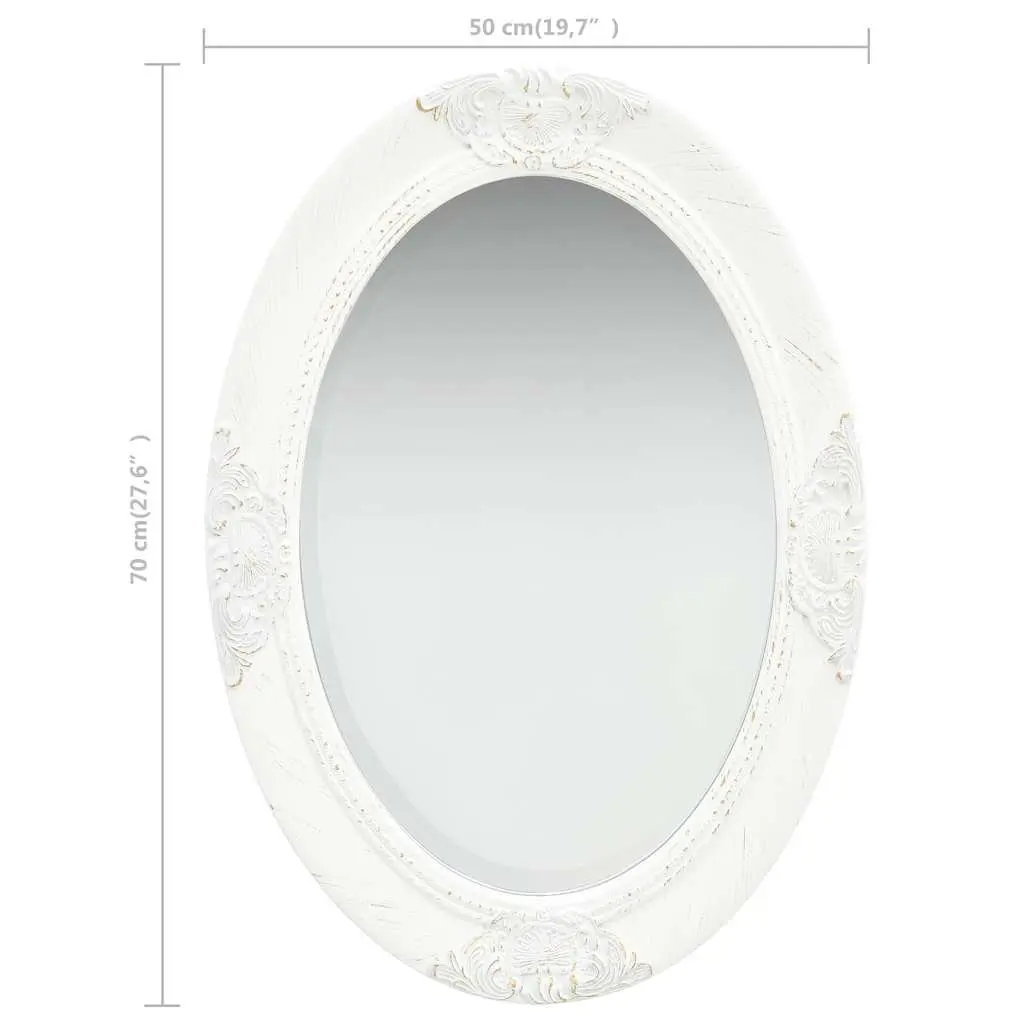 Wall Mirror White 50x70 cm Ornate Baroque Style Decor