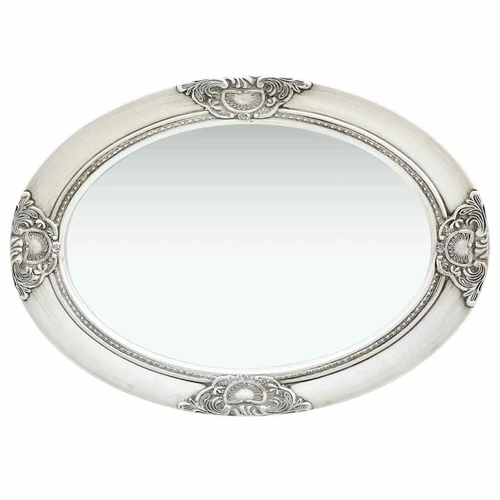 Baroque Wall Mirror Silver 50x70 cm Ornate Wooden Frame Bevelled Edge