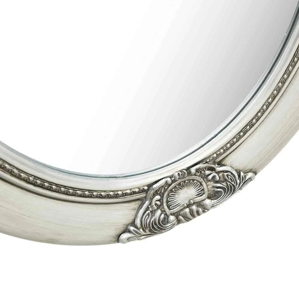 Baroque Wall Mirror Silver 50x70 cm Ornate Wooden Frame Bevelled Edge