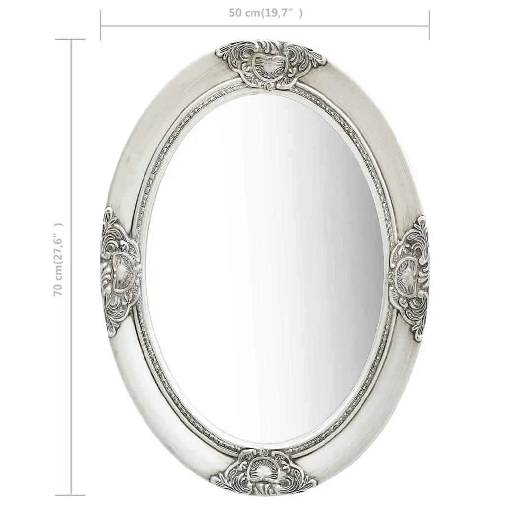 Baroque Wall Mirror Silver 50x70 cm Ornate Wooden Frame Bevelled Edge