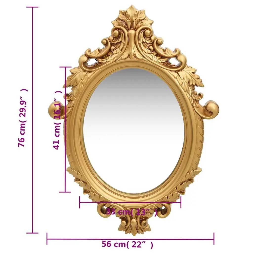 Wall Mirror Gold 56x76 cm Castle Style Ornate Frame