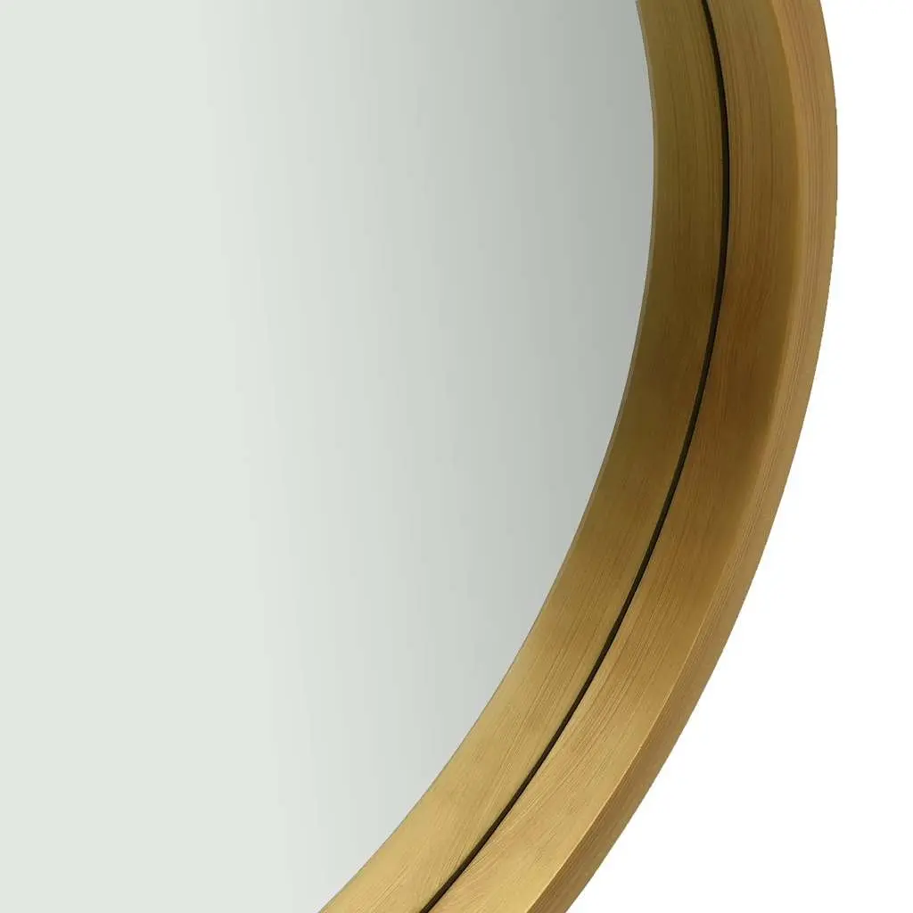 Round Wall Mirror 50cm Gold Frame Hanging Strap Bedroom Living Room Decor