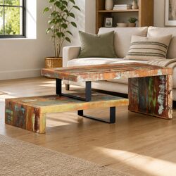 Compact and Stylish 2 Piece Coffee Table Set