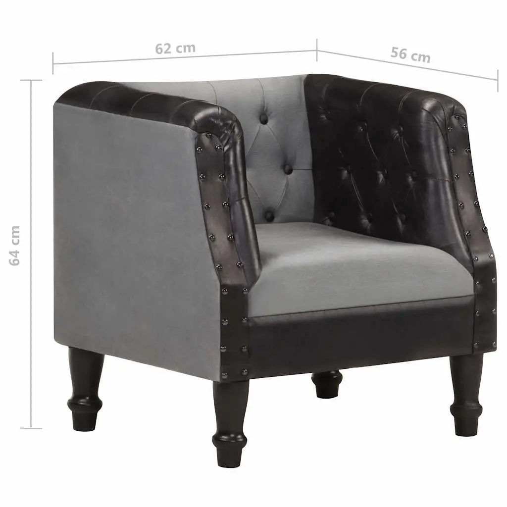 Black Tub Chair Solid Mango Wood Legs Curved Armrest Padded Seat