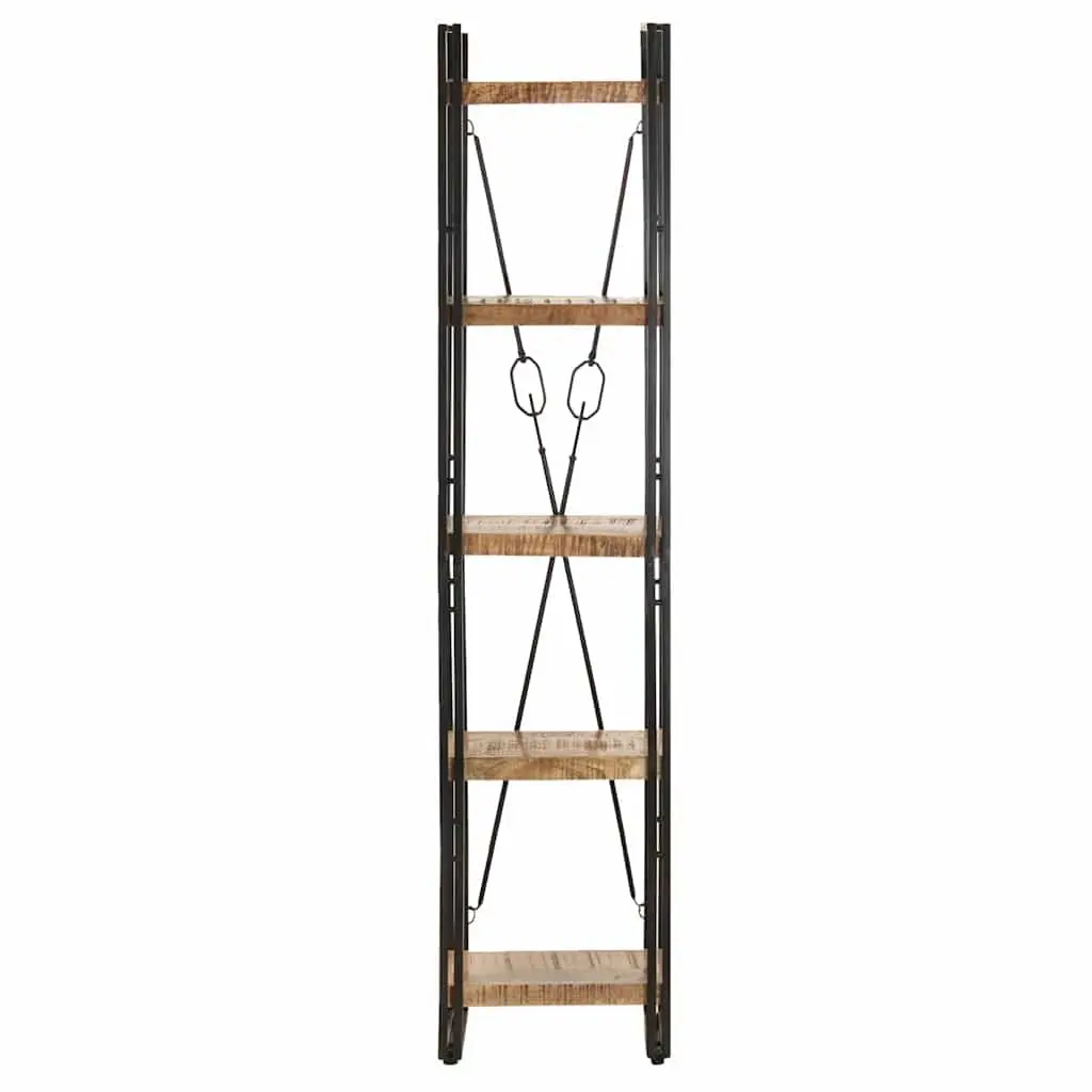 5-Tier Bookcase Brown 40x30x180 cm Solid Mango Wood Industrial Standing Shelf Storage