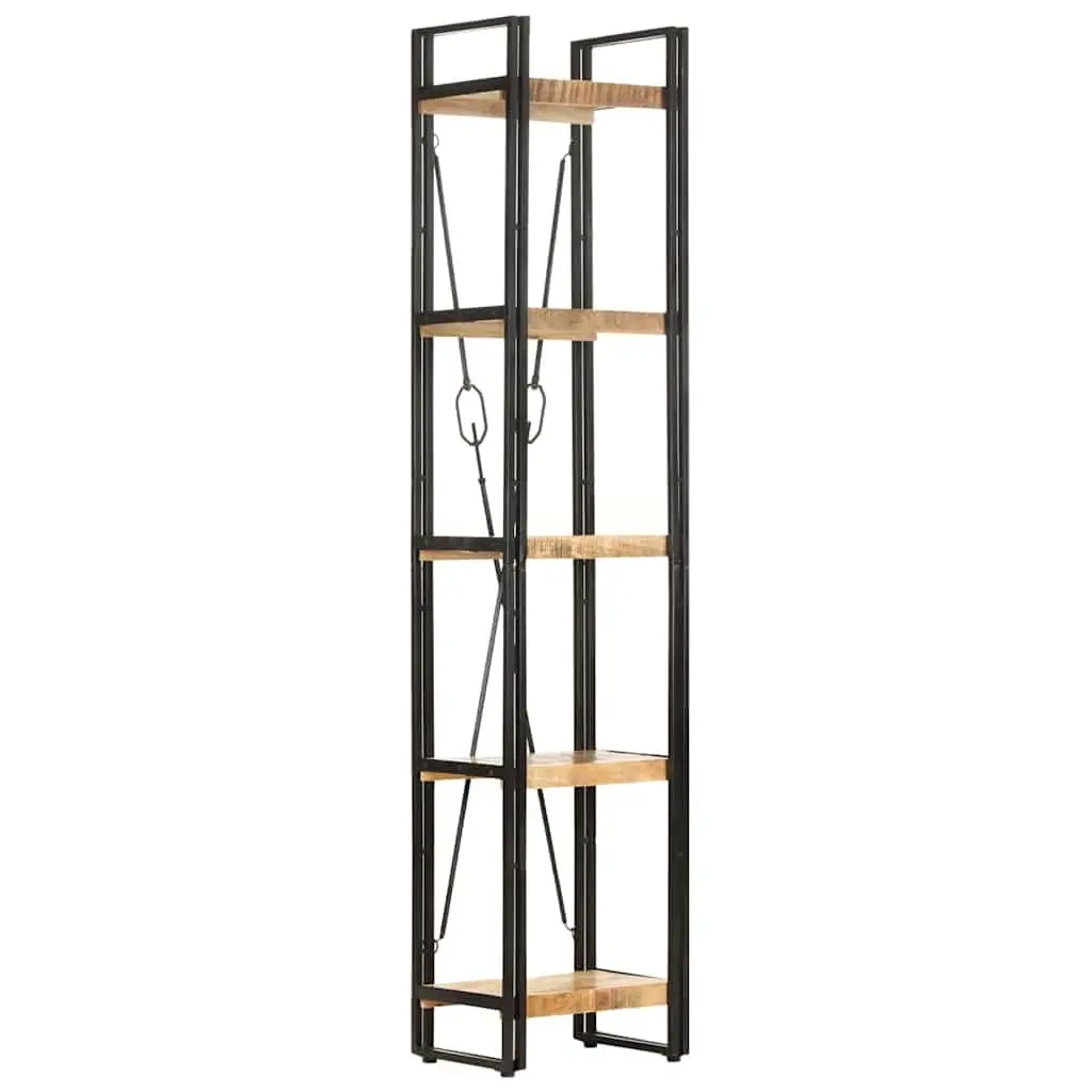 5-Tier Bookcase Brown 40x30x180 cm Solid Mango Wood Industrial Standing Shelf Storage