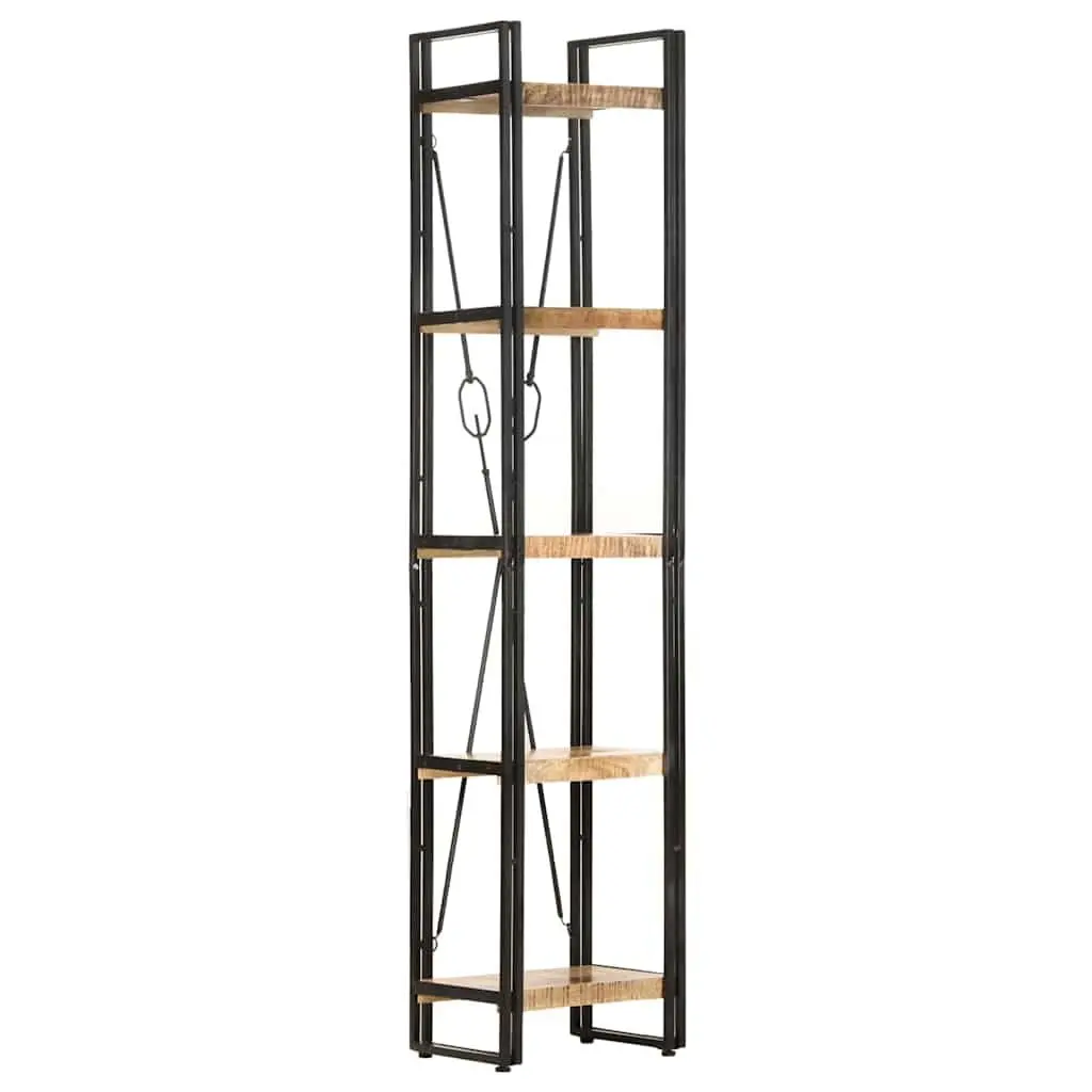 5-Tier Bookcase Brown 40x30x180 cm Solid Mango Wood Industrial Standing Shelf Storage