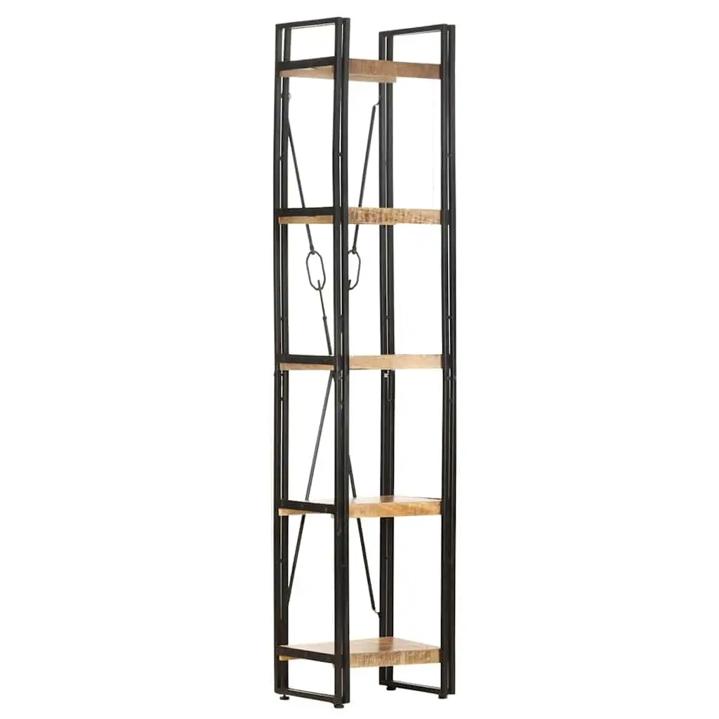 5-Tier Bookcase Brown 40x30x180 cm Solid Mango Wood Industrial Standing Shelf Storage