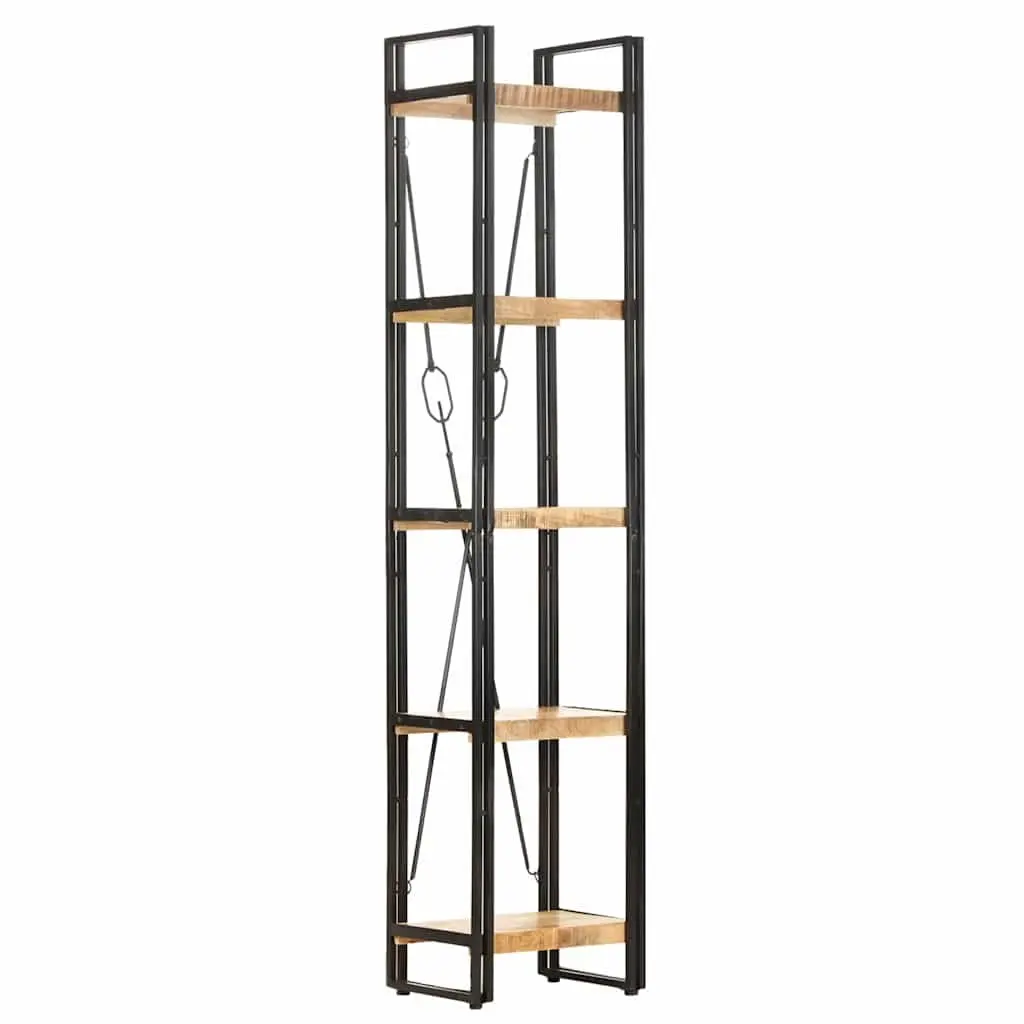 5-Tier Bookcase Brown 40x30x180 cm Solid Mango Wood Industrial Standing Shelf Storage