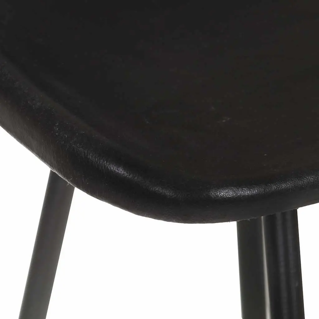Bar Stools Black Leather Seat Iron Frame Industrial Style 2 Piece
