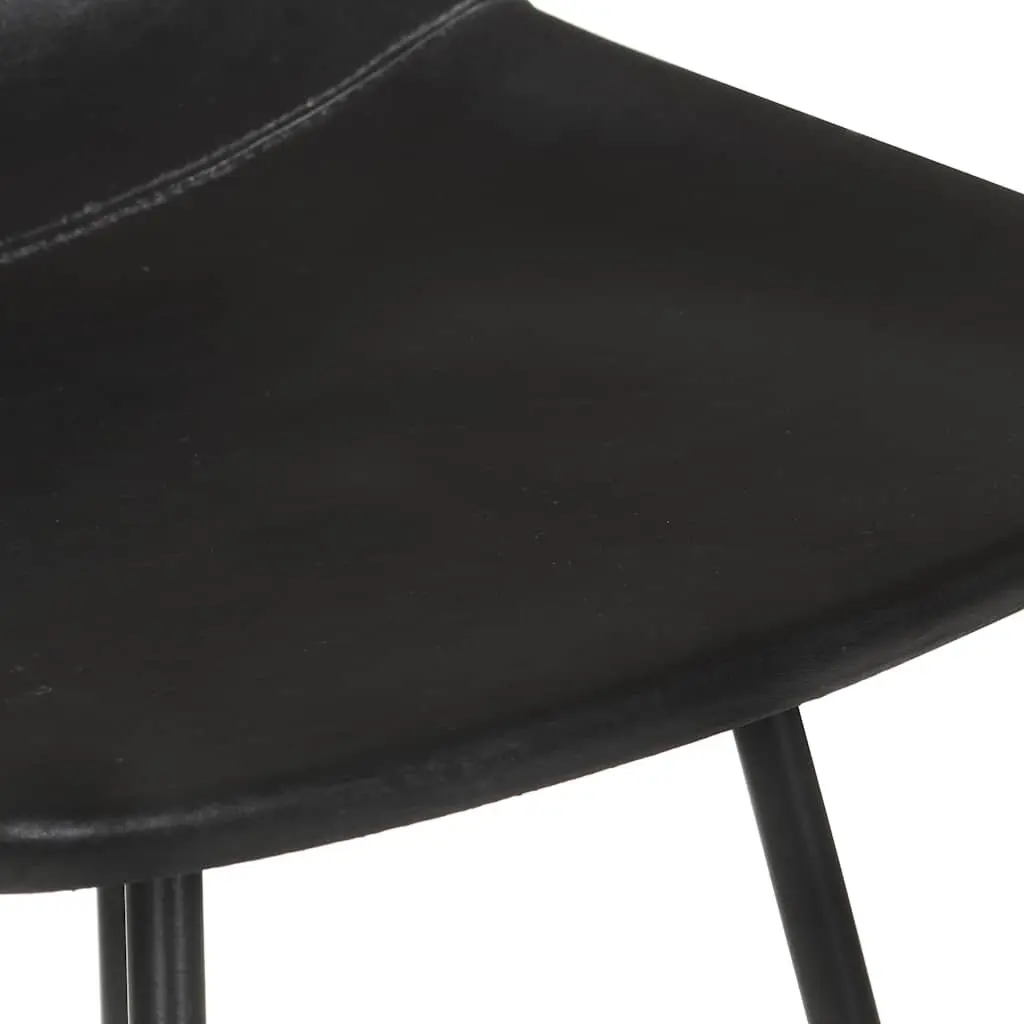 Bar Stools Black Leather Seat Iron Frame Industrial Style 2 Piece