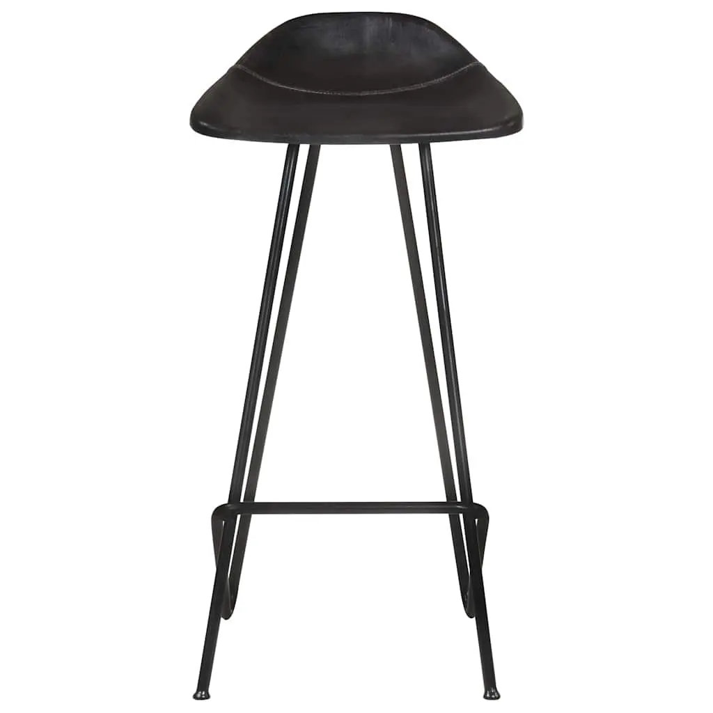 Bar Stools Black Leather 4 Piece Industrial Style Dining Kitchen Chairs