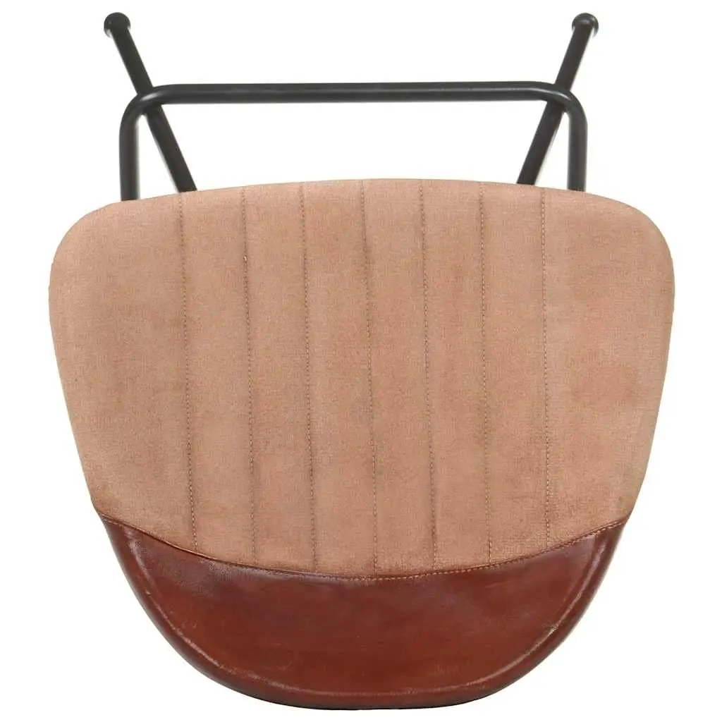 Bar Stools Brown Leather Seat Industrial Style 4 Piece Set