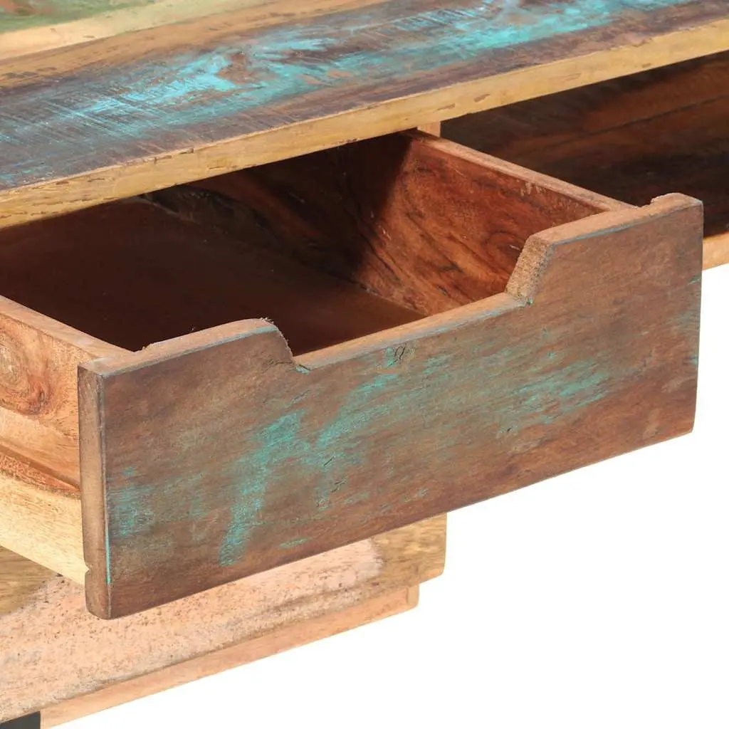 Reclaimed Wood Desk Multicolour 118x48x75 cm Office Writing Table with 4 Drawers and 1 Shelf