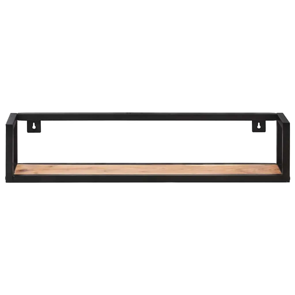 Wall Shelves Black 80 cm Industrial Style Solid Wood Floating Shelf Storage Rack 2 Piece