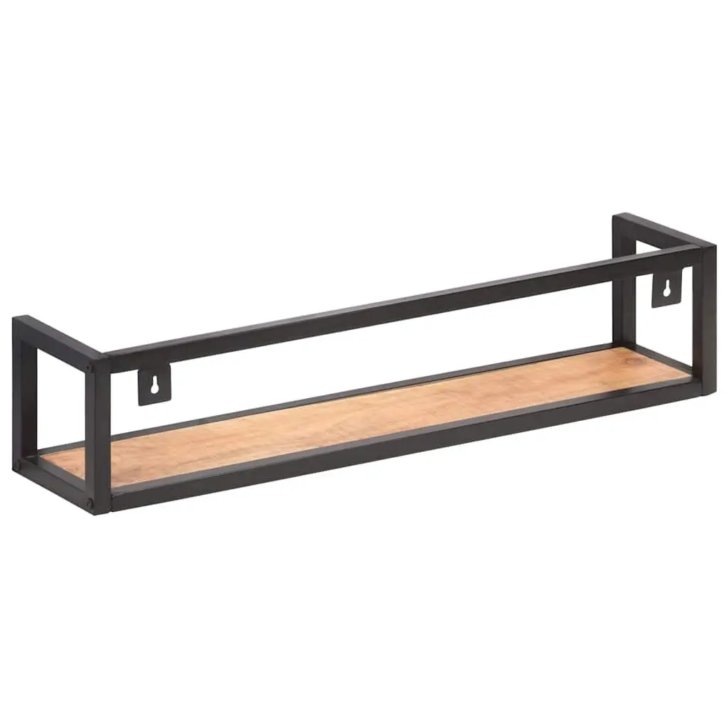 Wall Shelves Black 80 cm Industrial Style Solid Wood Floating Shelf Storage Rack 2 Piece