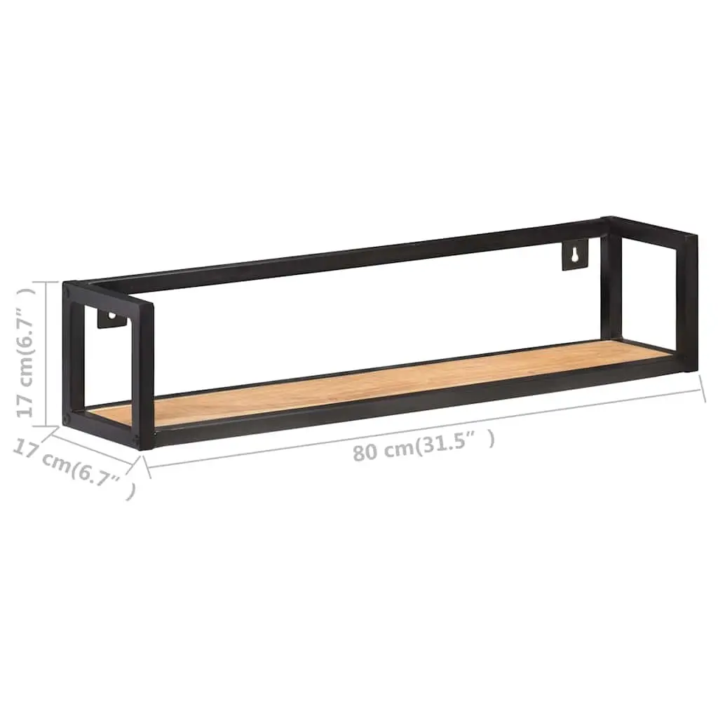 Wall Shelves Black 80 cm Industrial Style Solid Wood Floating Shelf Storage Rack 2 Piece