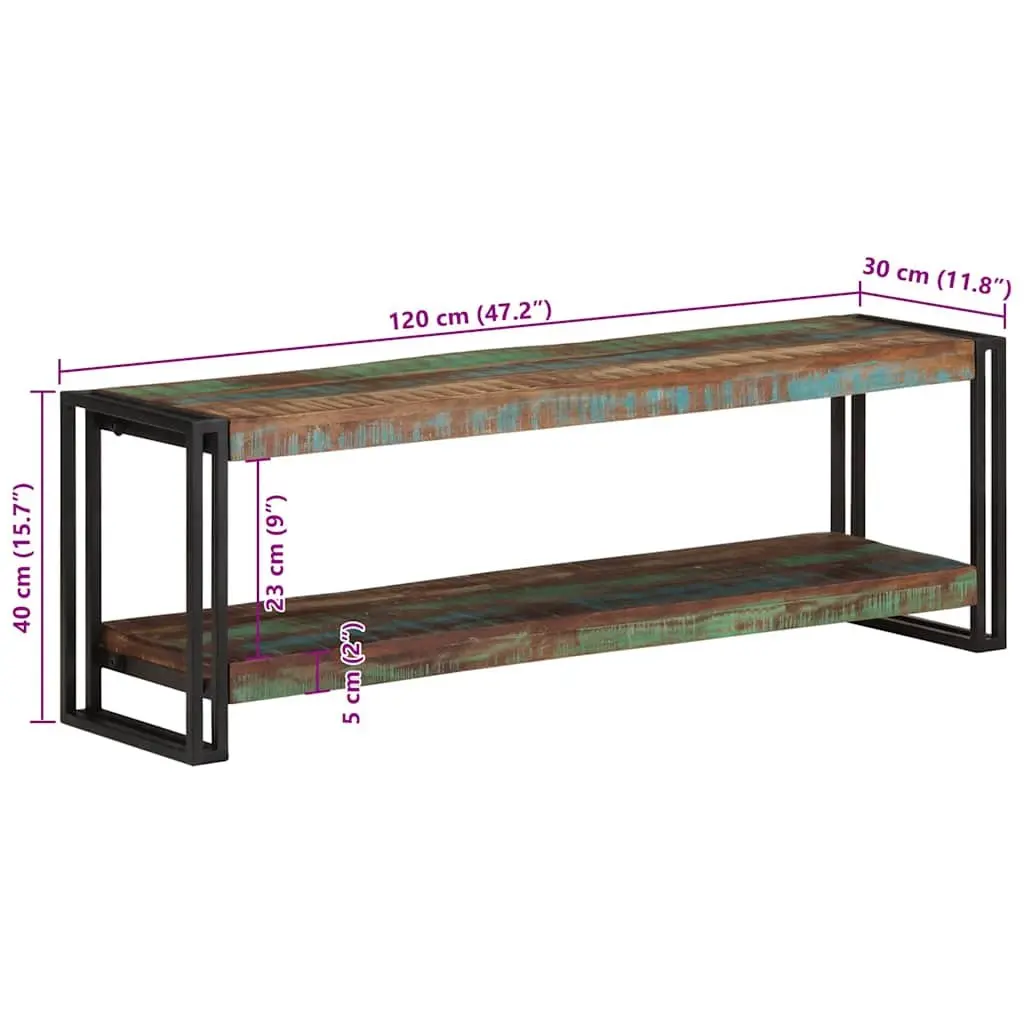TV Cabinet 120x30x40 cm Solid Reclaimed Wood Brown Industrial Living Room
